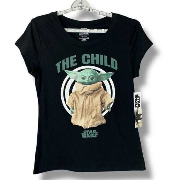 Star Wars T Shirt Baby Yoda Short Sleeve Crew Neck Black Women Juniors 15/17 XL - Picture 4 of 16